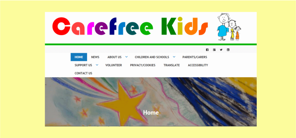 Charity website home page